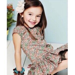 MATILDA JANE Serendipity Confetti Dress Brown Floral Drop Waist girls Sz 2